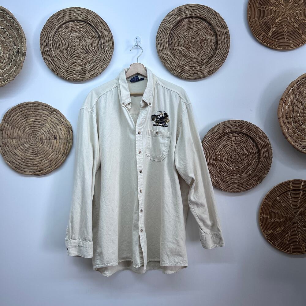 Vintage Purdue University Boilers Button Up Shirt Mens 2X Embroidered Collared - Picture 2 of 7